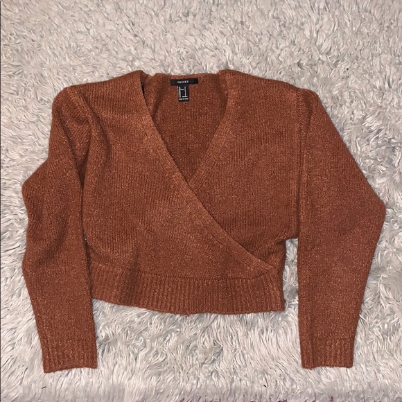 Rust Cozy Knit Cropped Sweater - Picture 1 of 4